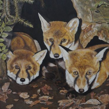 Le tre volpi, olio su tela, 60x80, 1987. Opera privata
