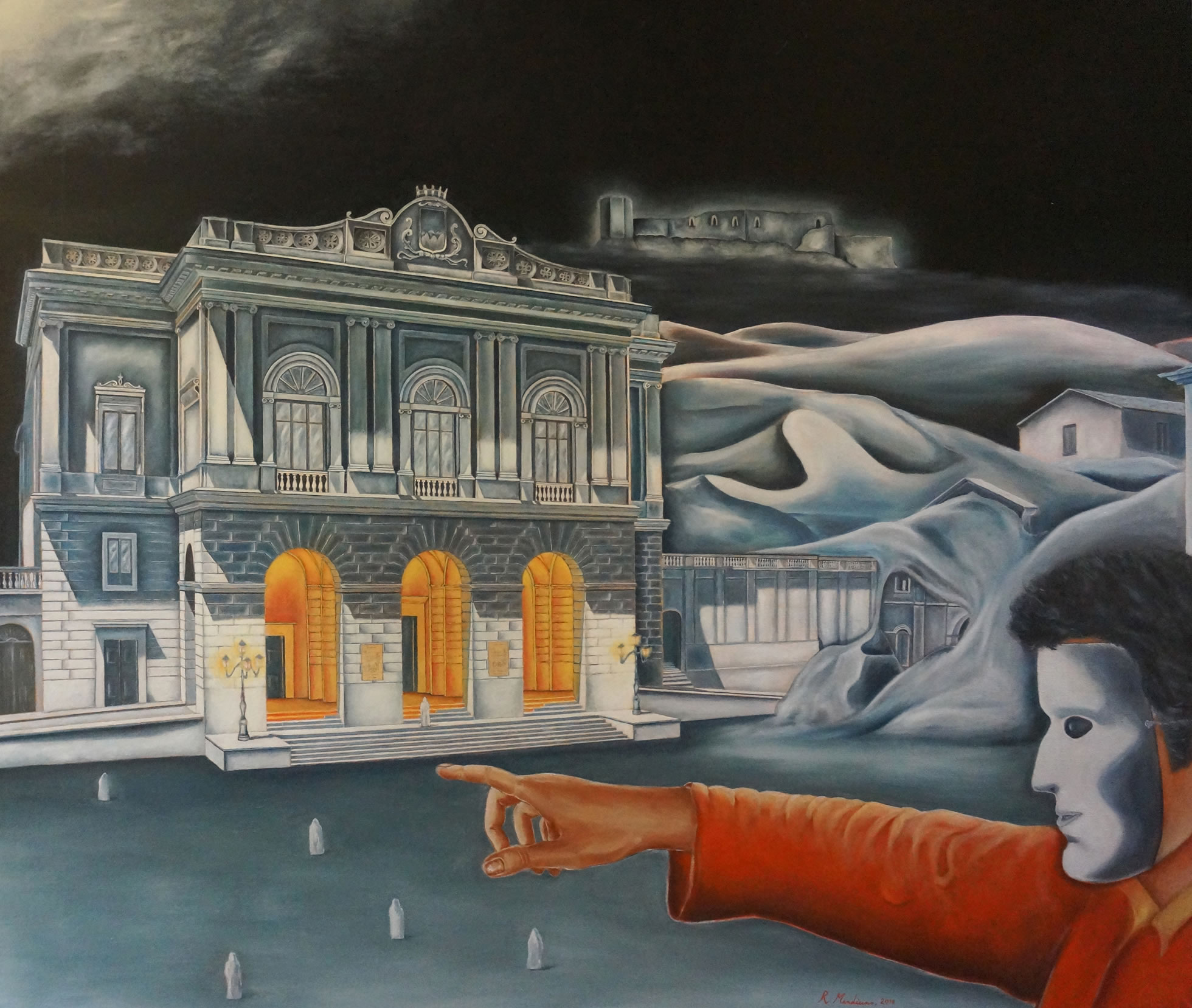 La scena oltre, olio su tela, 100x120, 2018
